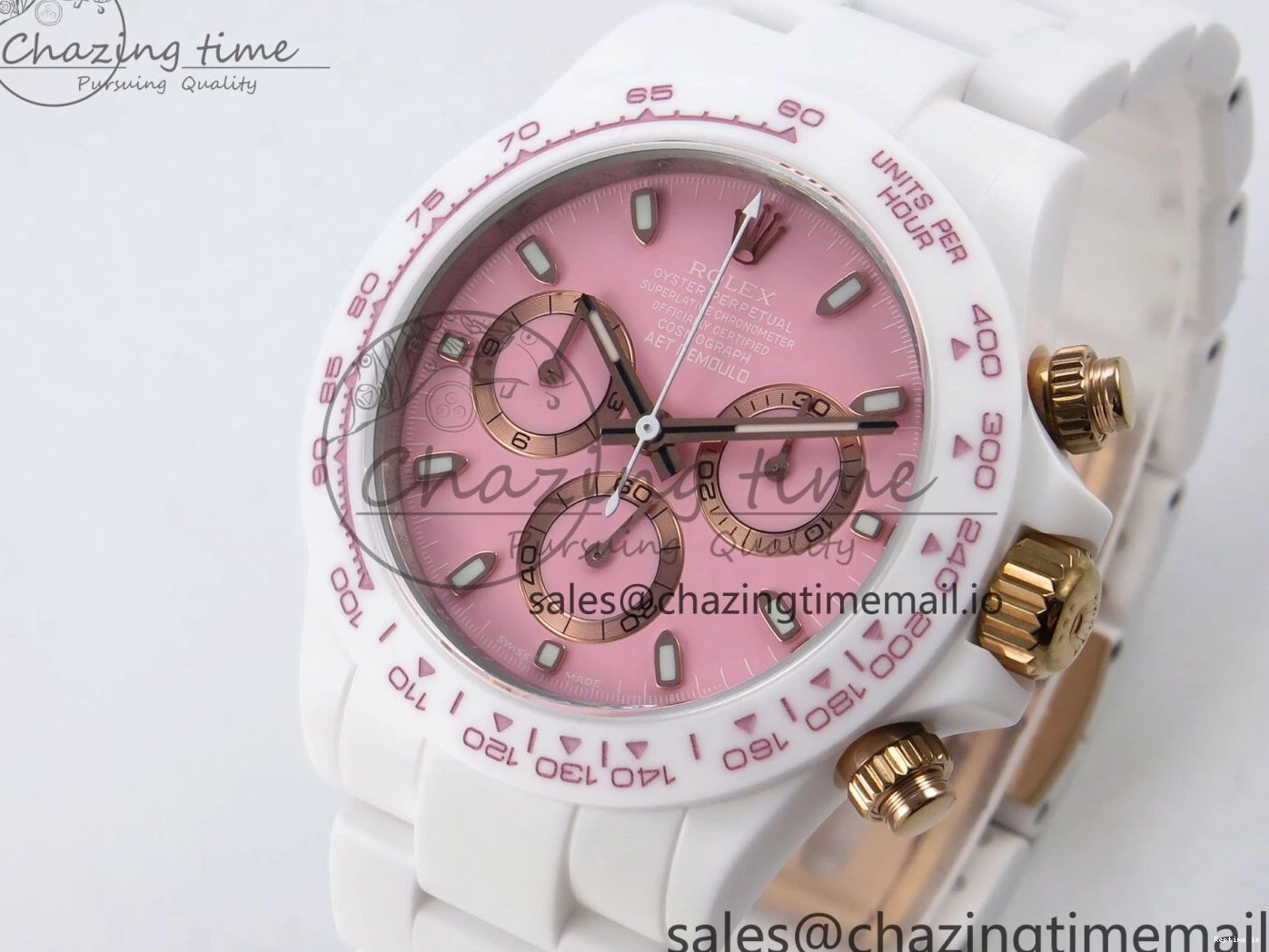 1228 Daytona AET White Ceramic Case and Bracelet Pink Dial N6F Best Edition SA Unisex 1196